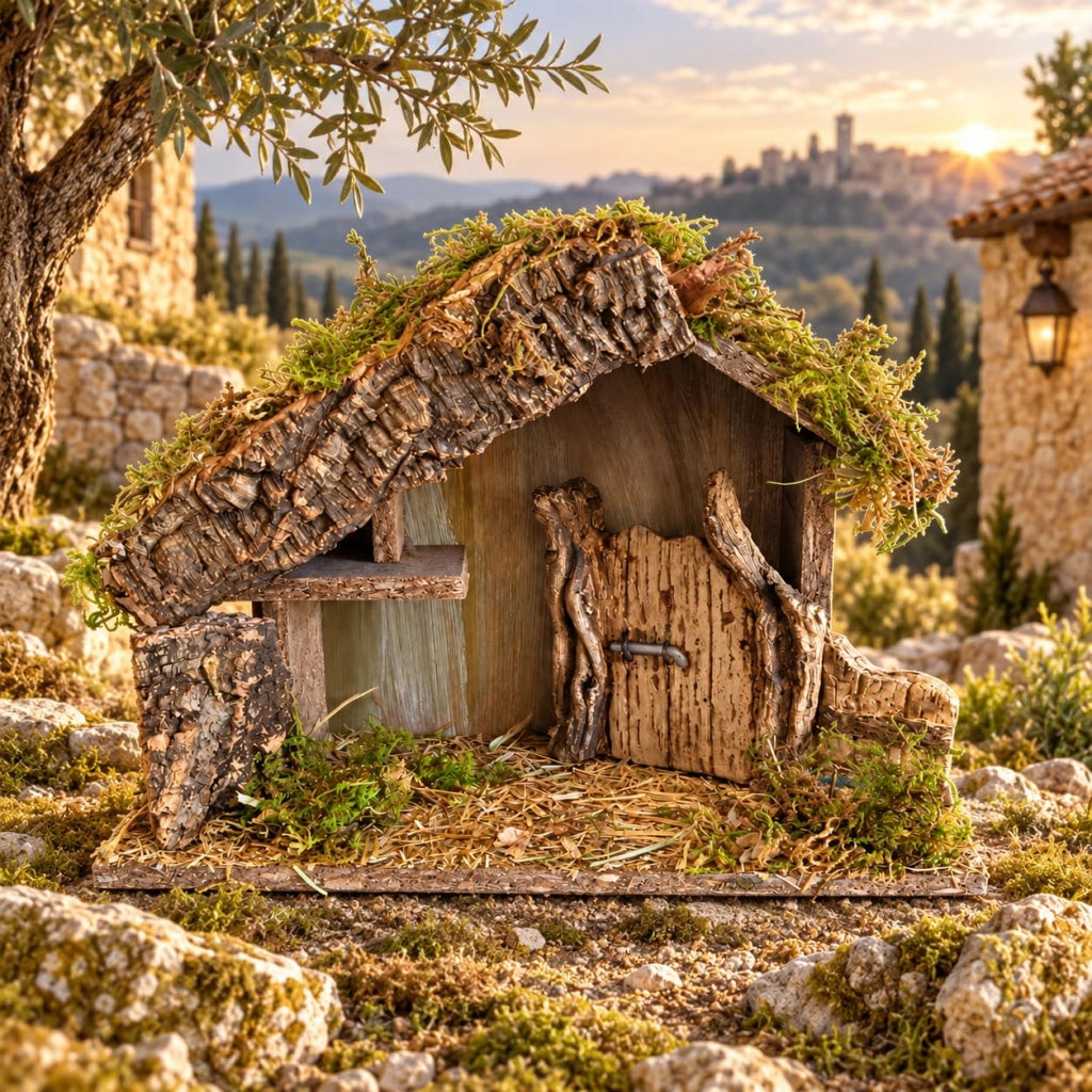 Set per presepe mini compatto con recinzione, dimensioni 27x11x20 cm