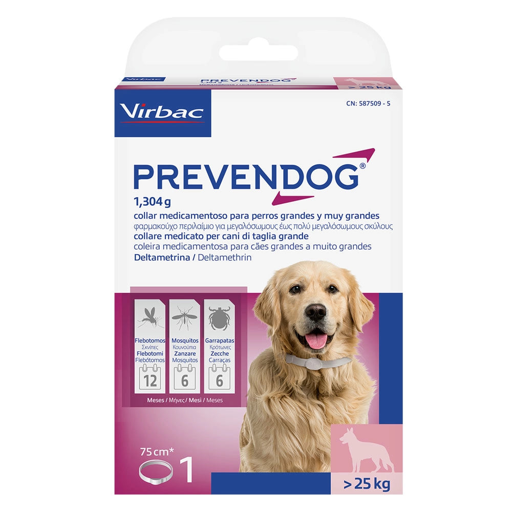 COLLARE ANTIPARASSITARIO PER CANI 'PREVENDOG' > 25 kg - cm. 75 (scatola 2 pezzi)
