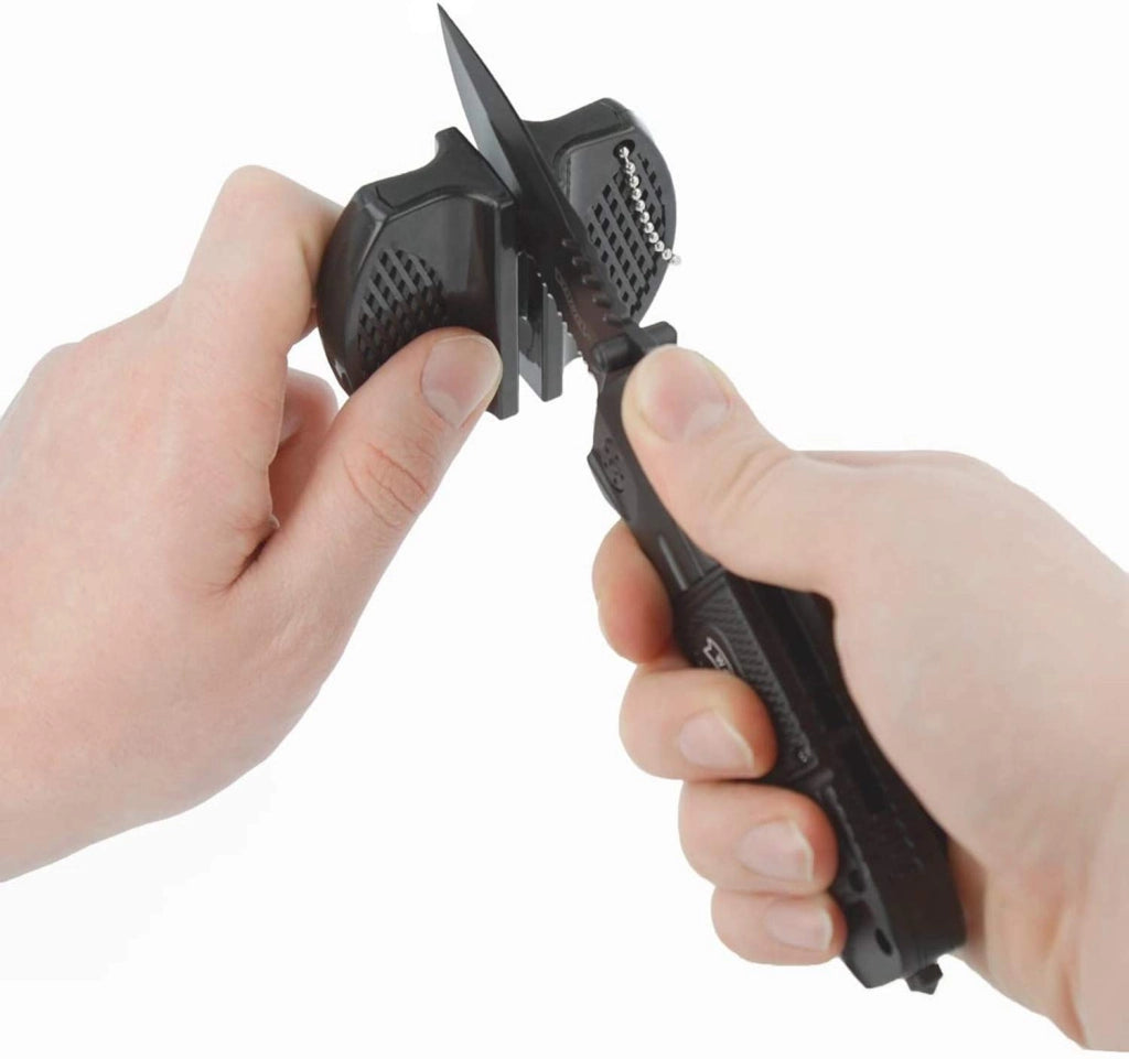 Affilatrice portatile multifunzione per coltelli, colore nero, dimensioni 7,5 x 5,8 x 2,5 cm