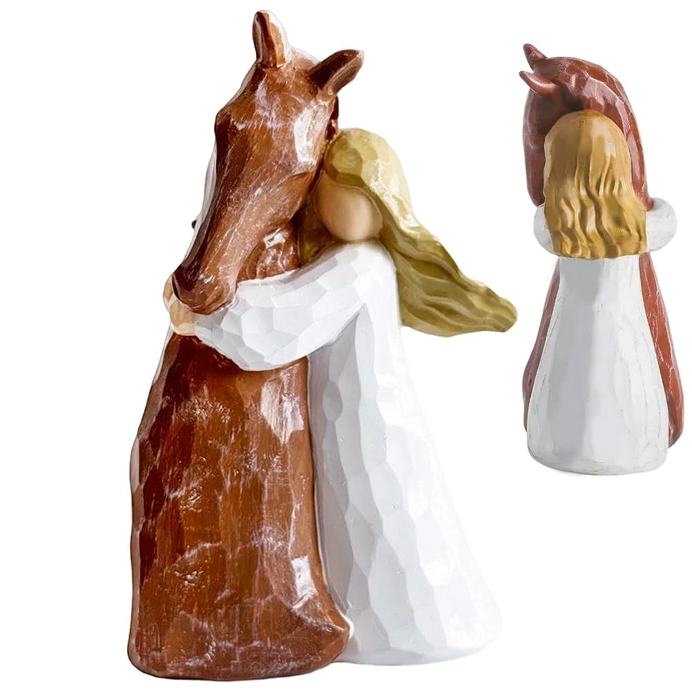 Scultura di cavallo, dipinta a mano, dimensioni 19x12,5x9 cm, ideale come regalo di amicizia