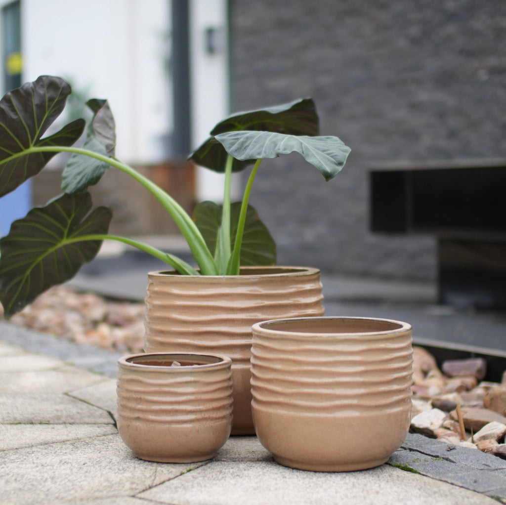 Vaso in ceramica artigianale marrone chiaro Ø 20 cm