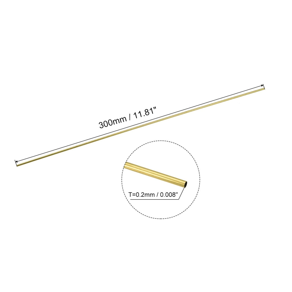 Set di tubi in ottone, 6 pezzi, diametro 1-2 mm, spessore della parete 0,2 mm, lunghezza 300 mm