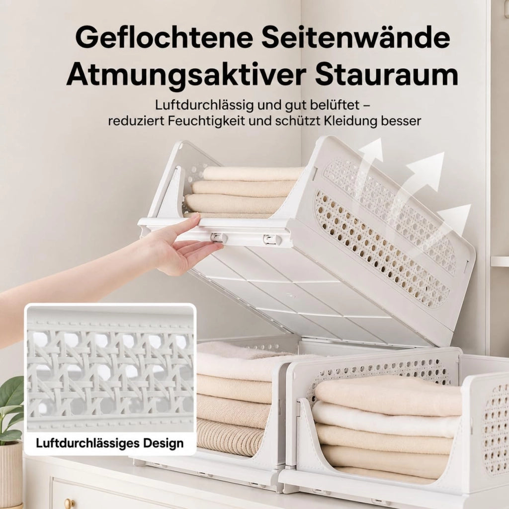 Set di 3 organizer impilabili per armadi, in plastica, colore bianco