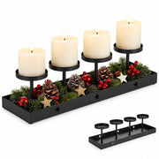 Candeliere natalizio in metallo nero, diametro 42 cm, per 4 candele