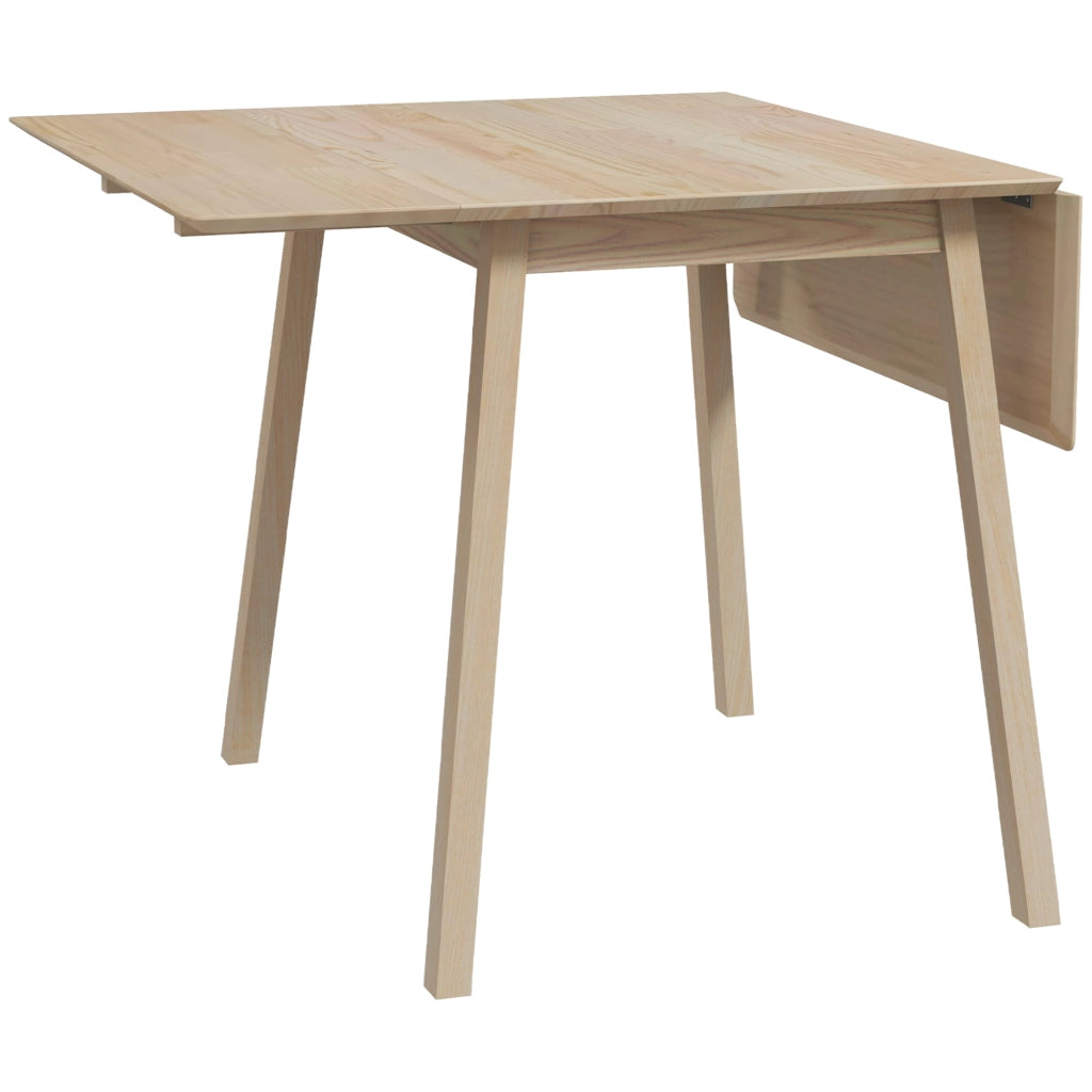 Tavolo da pranzo 4 posti con due piani pieghevoli per cucina in legno naturale
