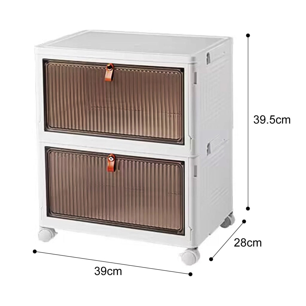 Contenitore con ruote, set da 2, bianco, 39x28x39,5 cm