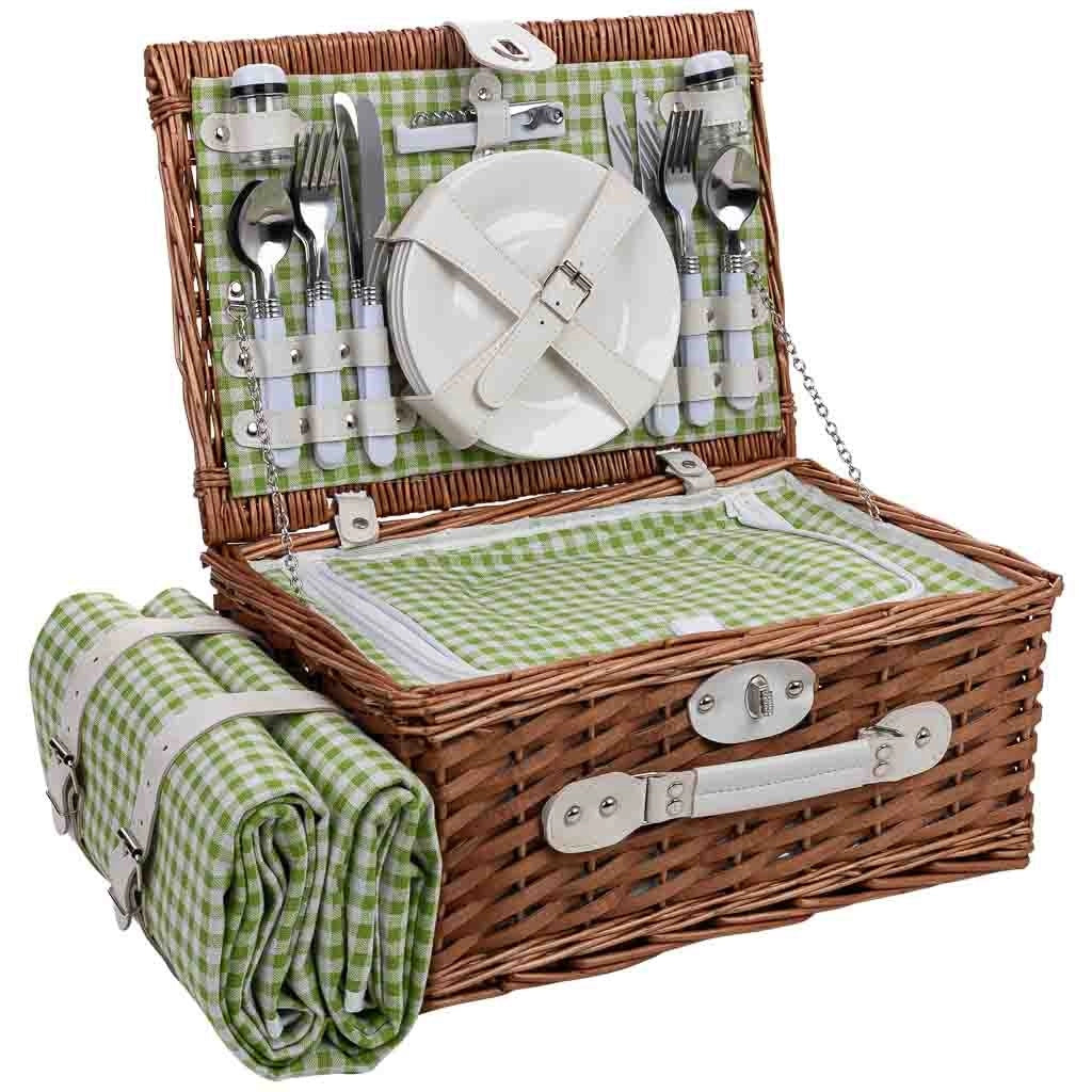 Cesto da picnic 4 persone marrone 40x28x19 cm
