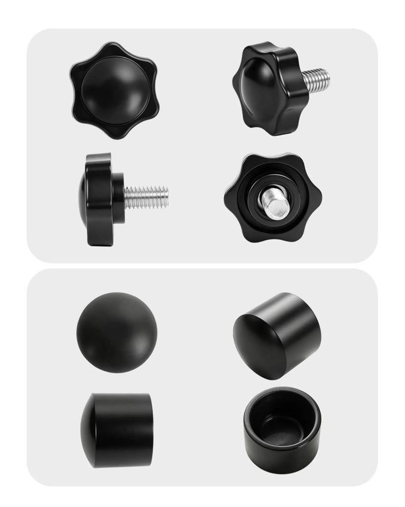 Accessori per scaffali a ripiano per scarpe: 4 viti a testa cilindrica + 4 piedini, colore nero, set da 8 pezzi.