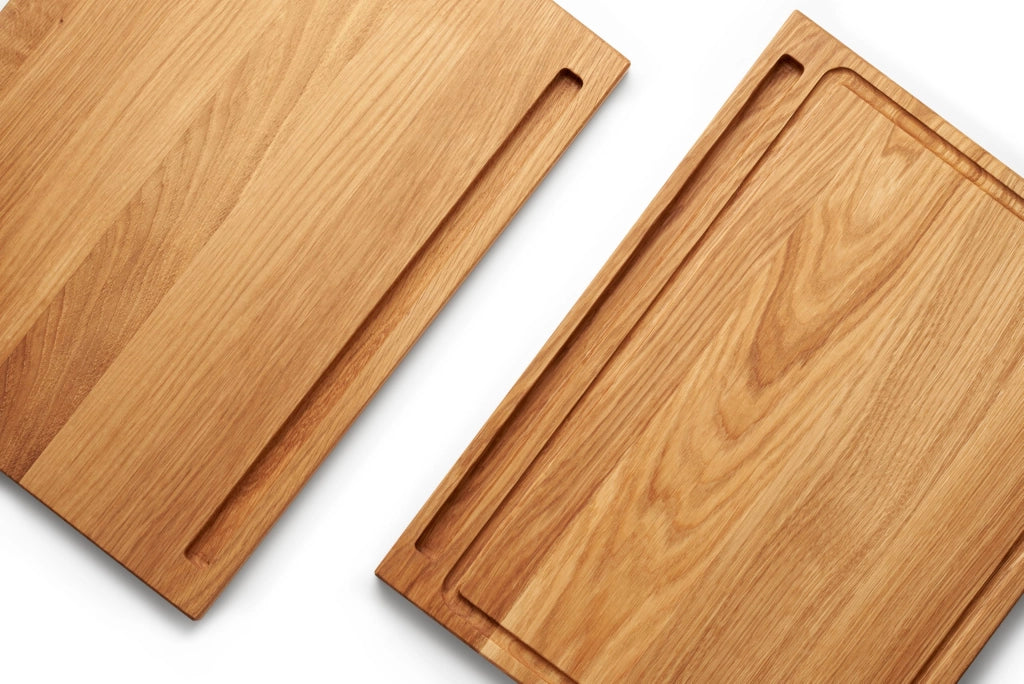 Tagliere in quercia, 40 x 30 cm, rettangolare, con supporto per tablet
