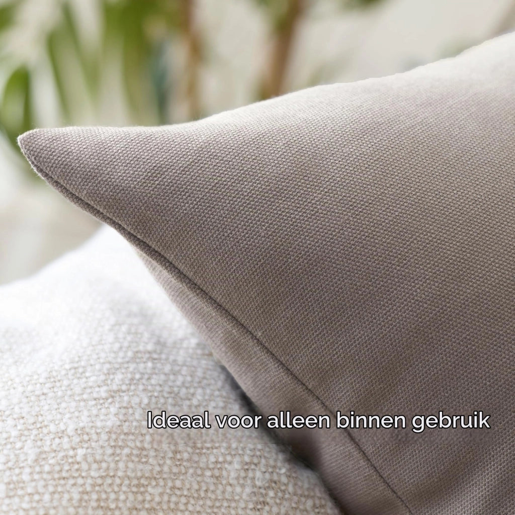 Set di 2 federe per cuscini, 50x50 cm, color beige, in cotone canvas