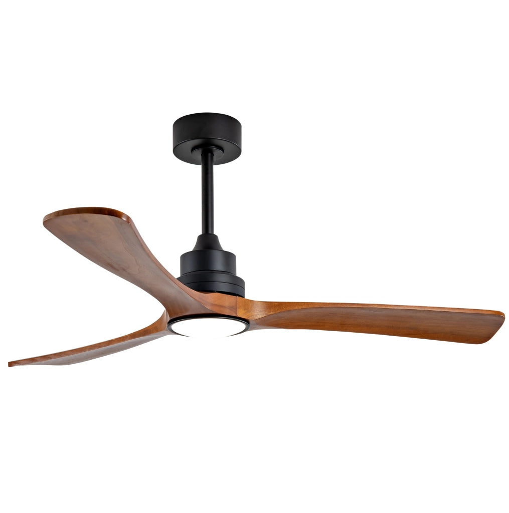 Ventilatore da soffitto con luce, 3 pale in legno, nero e noce scuro