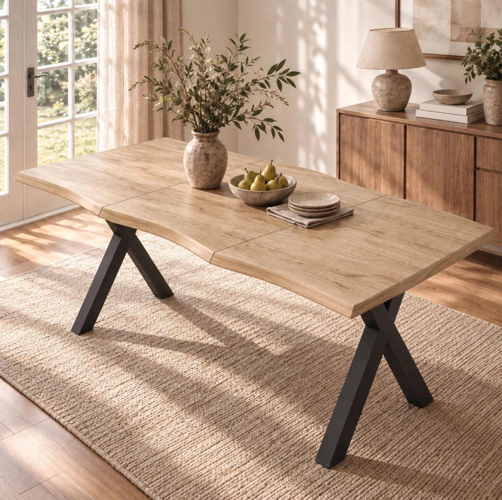 Tavolo da pranzo 160x78 cm in MDF effetto legno con gambe X