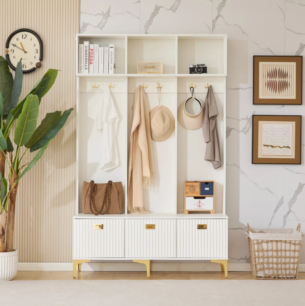 Mobile ingresso con panca 120x40x191,5 cm bianco
