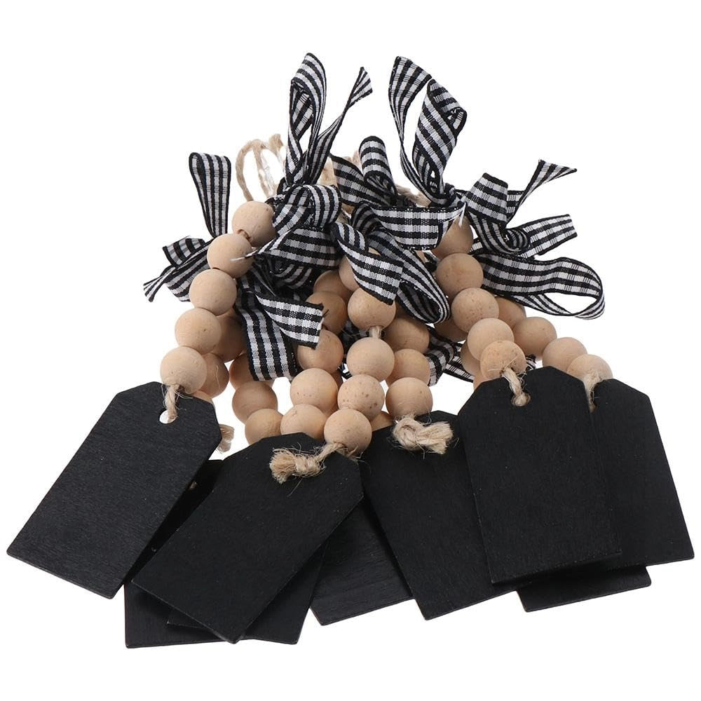 10 pezzi di catenelle in legno con pendenti lavagna, mini etichette lavagna nera, pendenti decorativi