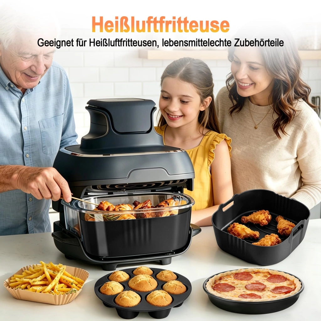 Set di accessori da 8 pezzi per friggitrice ad aria, in silicone, colore nero