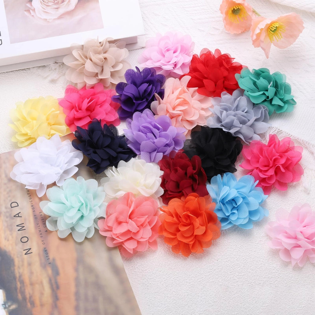 12 fiori in chiffon, 7 cm, grigi, fiori artificiali per lavori manuali