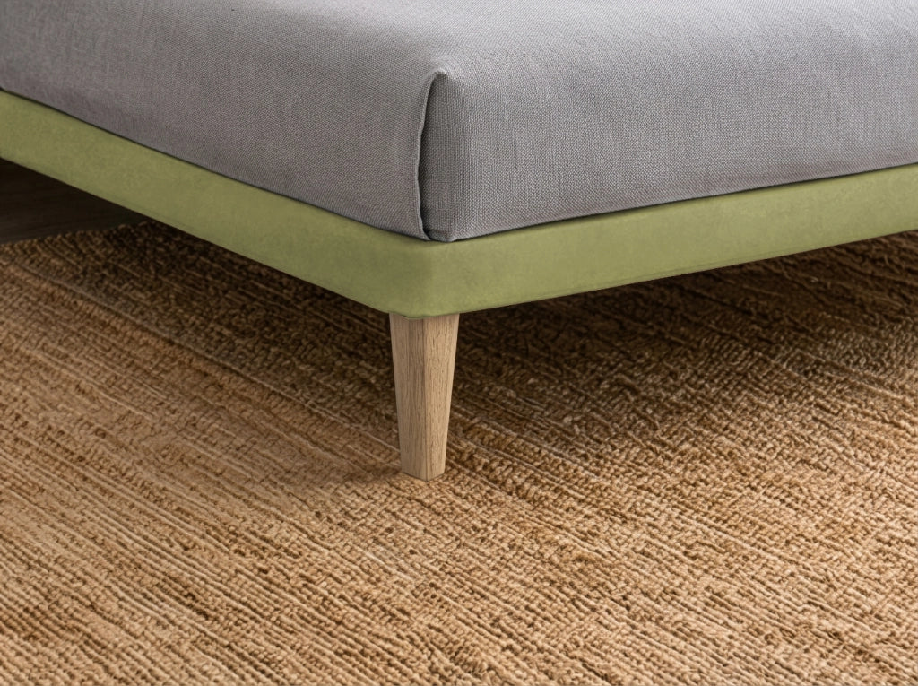 Letto Singolo con Rete Rivestita 80x200 cm Microfibra Tè Verde Tessis Testata Flat
