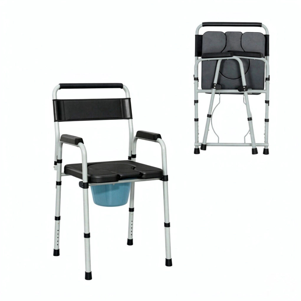 Sedia comoda pieghevole 52;5x46x81;597 cm in acciaio nero; 7 altezze