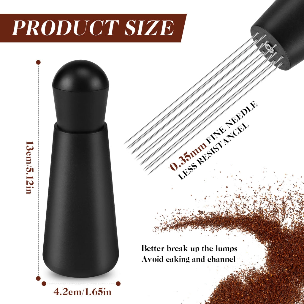 WDT-Tool Espressonadel, 12 aghi, regolabile, in alluminio, colore nero
