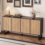 Mobile TV 160x38x75 cm in PB e MDF nero e naturale con ampio spazio contenitore