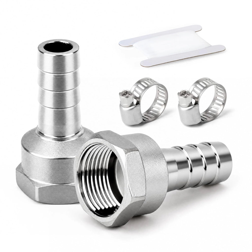 Raccordi per tubi da 20 mm x 3/4" BSP, 2 pezzi, in acciaio inossidabile, forgiati