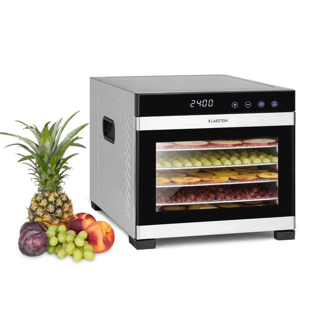 Asciugatrice 650 W, da 35 a 75 °C, 6 cassetti in acciaio inossidabile, timer, display touch screen