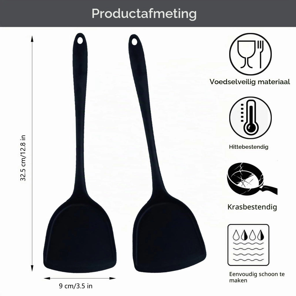 Set di 2 spatole in silicone per wok, lunghezza 32,5 cm, resistenti al calore, senza BPA