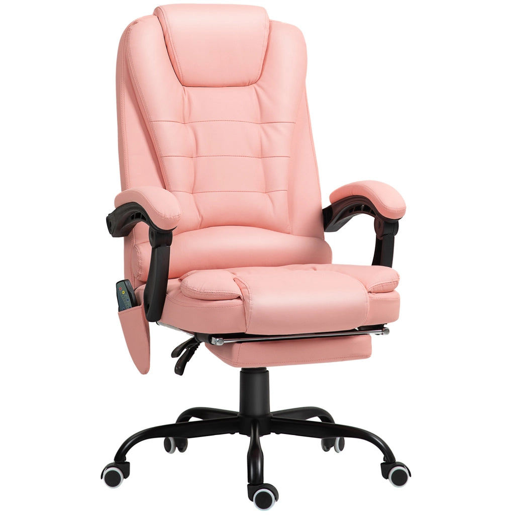 POLTRONA da ufficio con massaggio a 7 punti, reclinabile, 67 x 67 x 111-121 cm, rosa