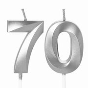 Candela argentata a forma del numero 70 per torte – 12 cm