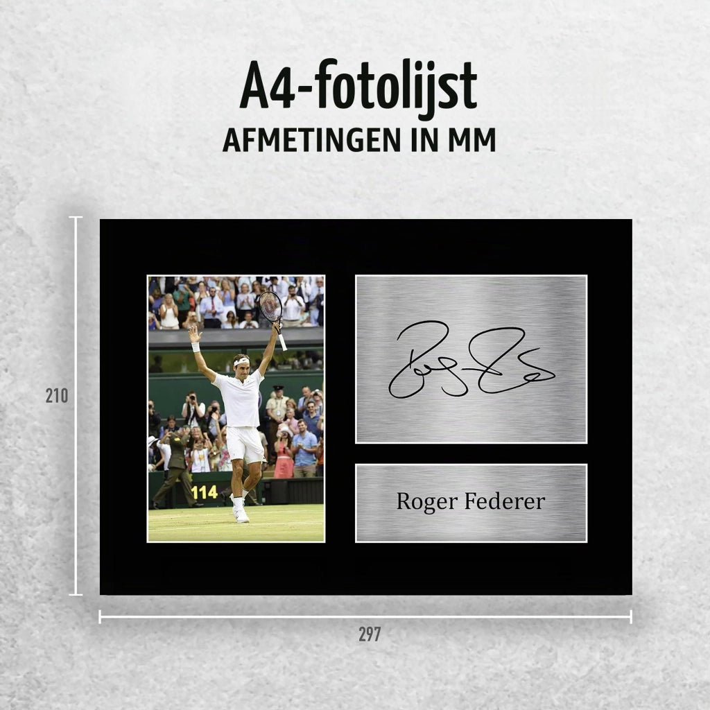Stampa A4 con autografo di Roger Federer, dimensioni 29,7x21 cm