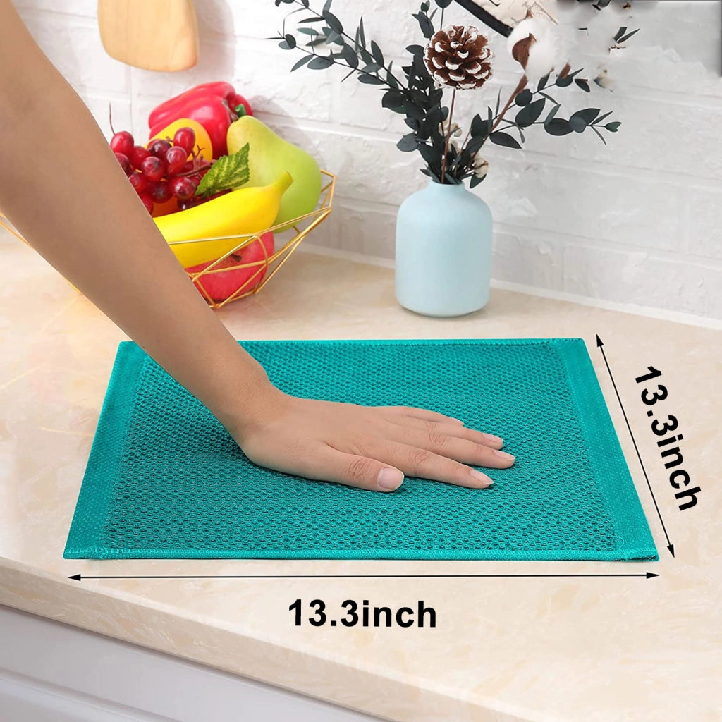 STROFINACCI da cucina in cotone verde scuro 34x35 cm, set da 4 o 6 pezzi