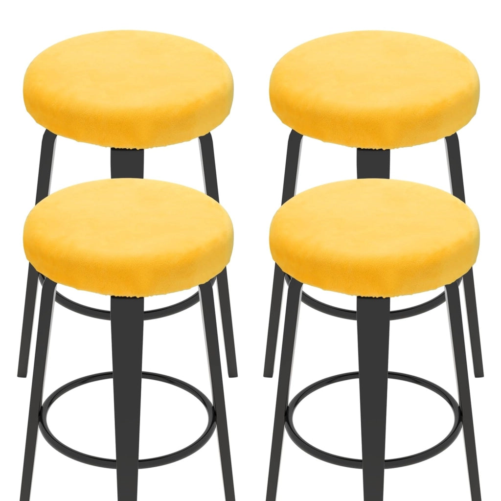 4 coprisedie da bar in flanella, altezza 35-45 cm, colore giallo, elasticizzati