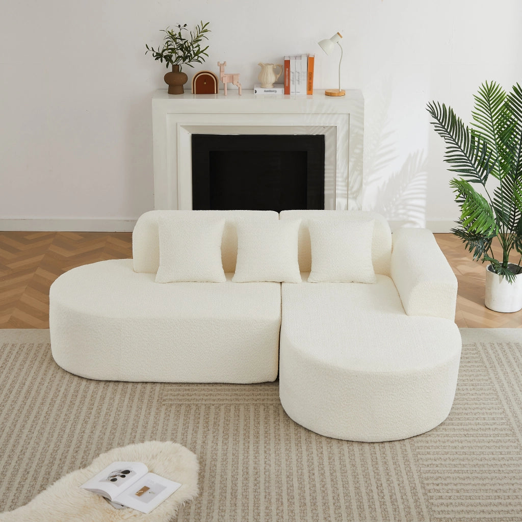 Divano angolare con chaise longue a destra e 3 cuscini schienale in chenille
