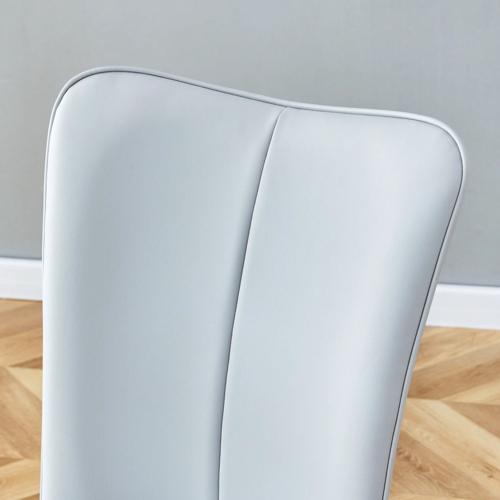 Set tavolo da pranzo rotondo con sedie in PU grigio chiaro piano in MDF e vetro gambe in metallo nero