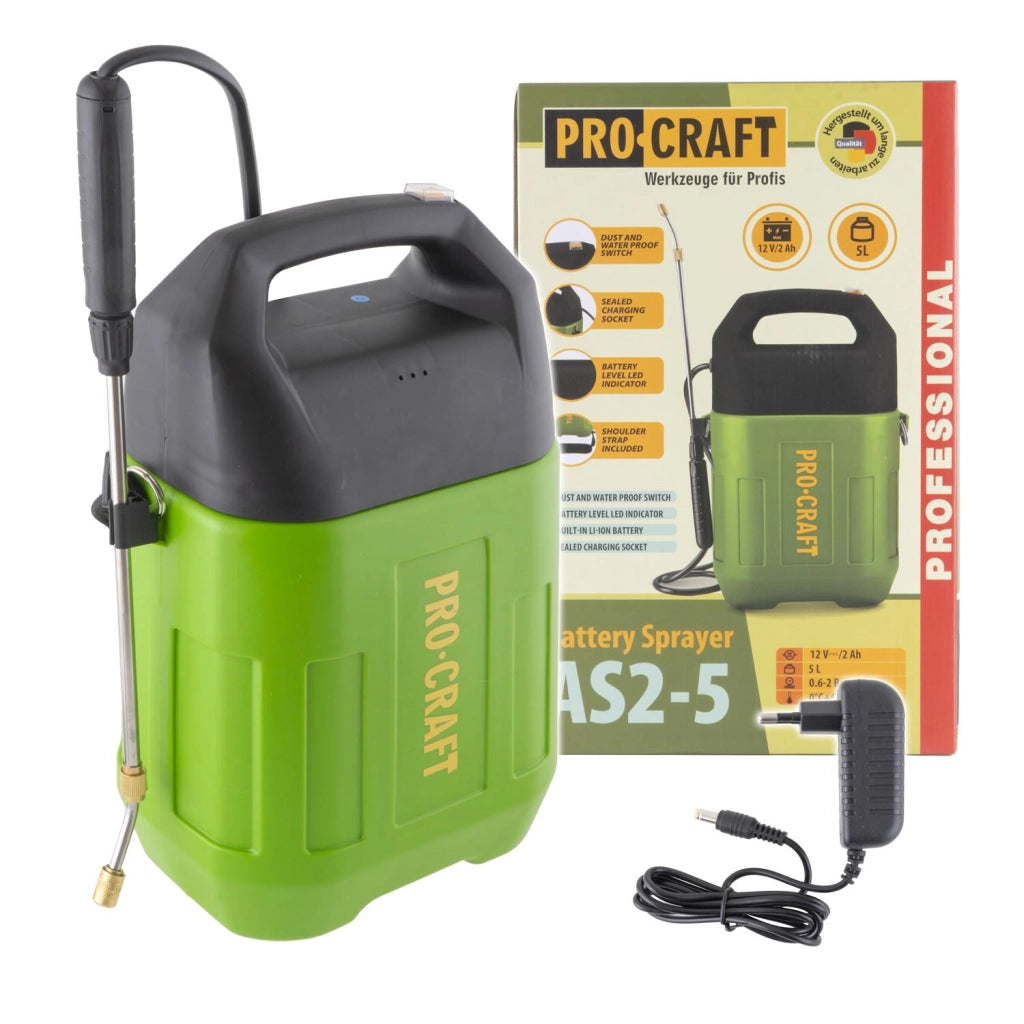 Irroratore a batteria Procraft AS2-5, serbatoio 5 l, batteria Li-ion 12 V 2 Ah