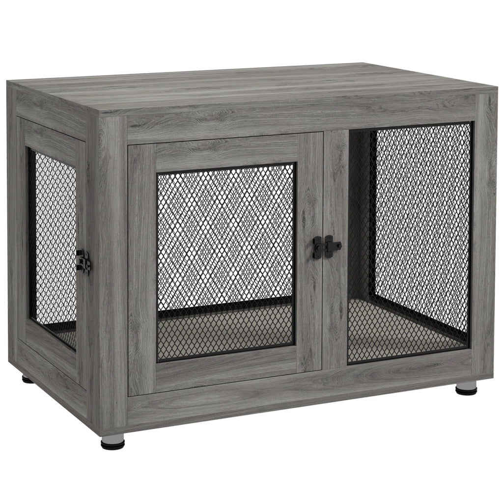 Gabbia per cane da interno 94 x 60 x 71,5 cm grigio, 2 porte, cuscino lavabile