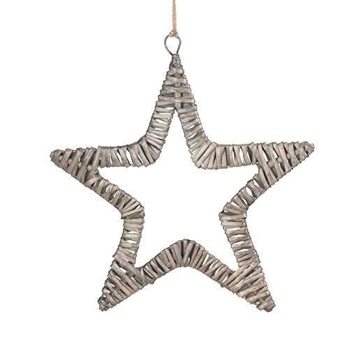 Ghirlanda decorativa natalizia con rami di salice e stelle, stile antico, dimensioni 30x30x1 cm
