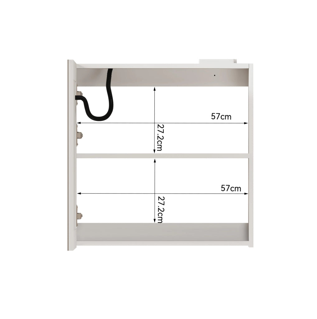 ARMADIETTO a specchio da parete con LED, 72 × 24,5 × 73 cm, MDF e vetro, bianco