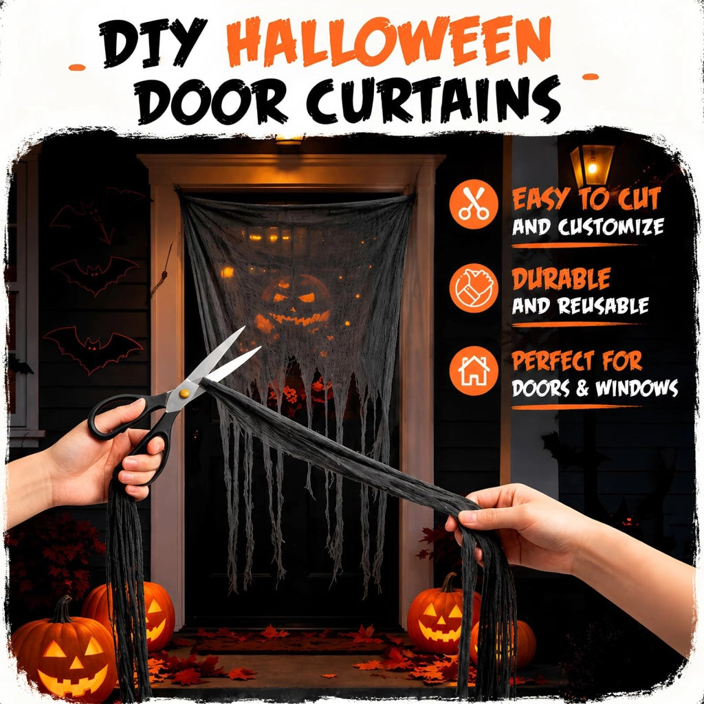 Decorazione per porta a tema Halloween, set da 3, 100 x 165 cm, tessuto, design horror con elementi sanguinolenti