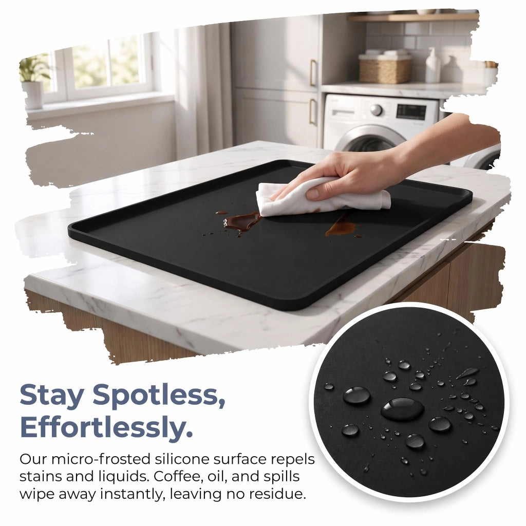 Tappetino in silicone per lavatrici, impermeabile, 60x60 cm, antiscivolo, nero