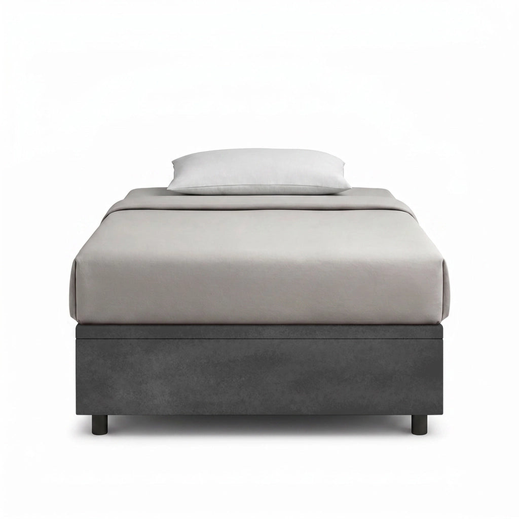 Letto Singolo Contenitore Imbottito 80x200 cm Microfibra Grigio BoxMax