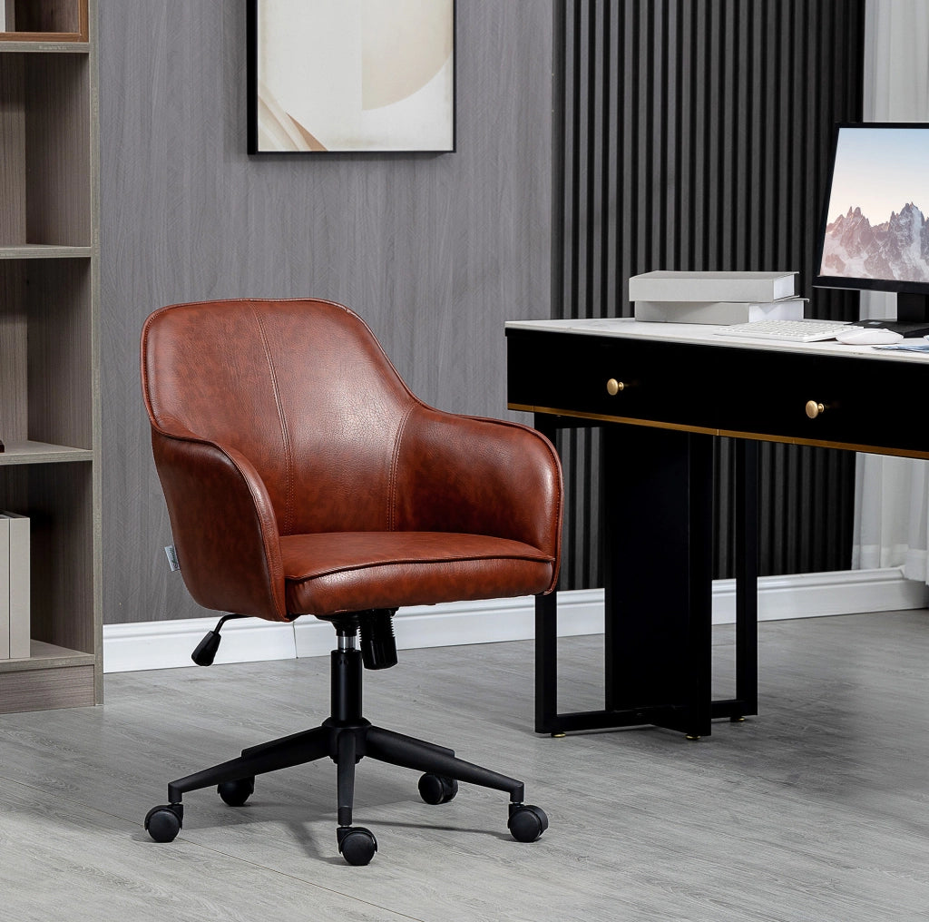 Sedia da ufficio 58,5 x 62 x 91 cm in similpelle marrone, oscillante e regolabile