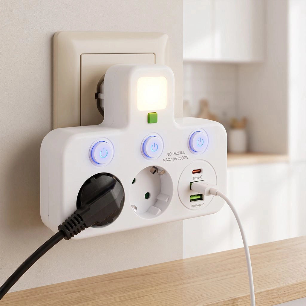 Multipresa 2 Prese + 2x Usb-a + Usb-c Jnh017 White