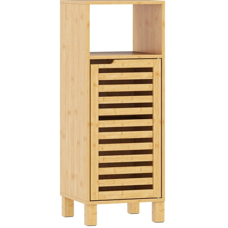 Mobile bagno in bambù chiaro 30x30x80 cm con vano aperto