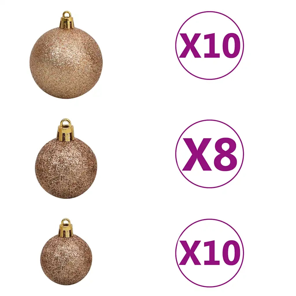 Albero di Natale Preilluminato con Palline Verde 210 cm 3077642