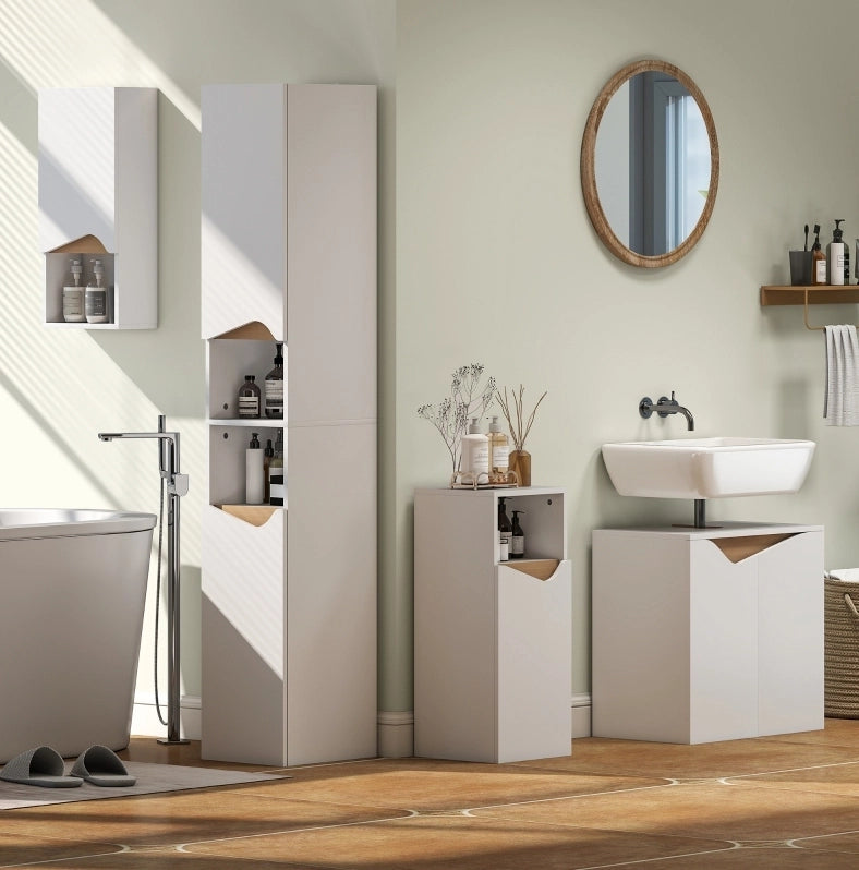Mobile sottolavabo bianco per bagno con porte soft-close 60x35x57,9 cm