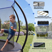 Trampolino da esterno 7,5 ft con rete di sicurezza, nero e blu