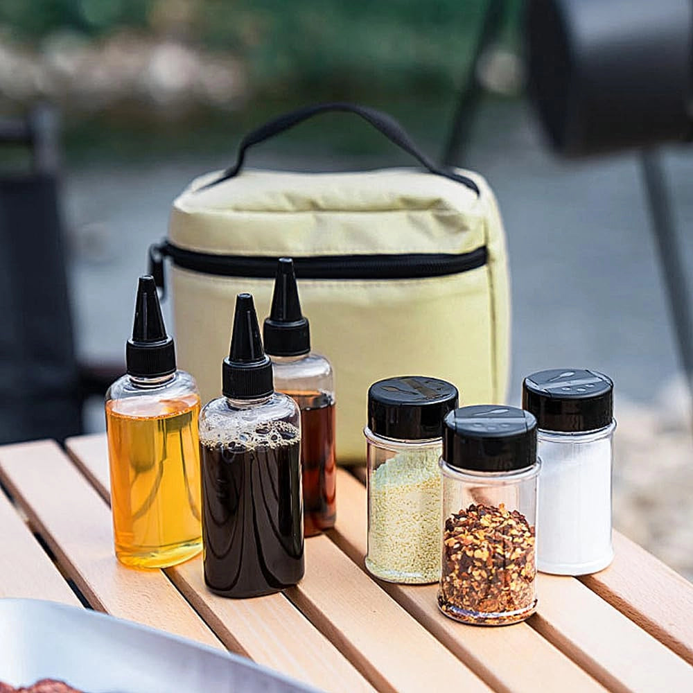 Set di spezie con 6 flaconi shaker, ideale per campeggio e barbecue