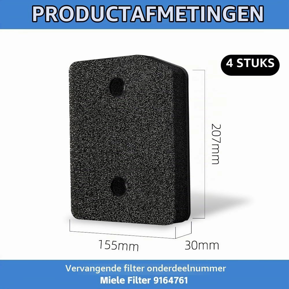 Filtro essiccatore, confezione da 4 pezzi, dimensioni 21x16x3 cm, compatibile con aspirapolvere Miele T1