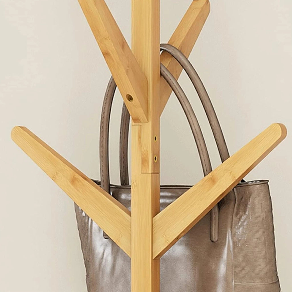 Appendiabiti da terra in bambù con ganci a ramo, 45 x 175 cm